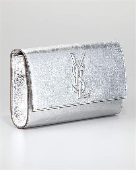 ysl taske white and silver|YSL handbag clutch.